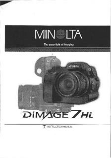 Minolta Dimage 7 Hi manual. Camera Instructions.